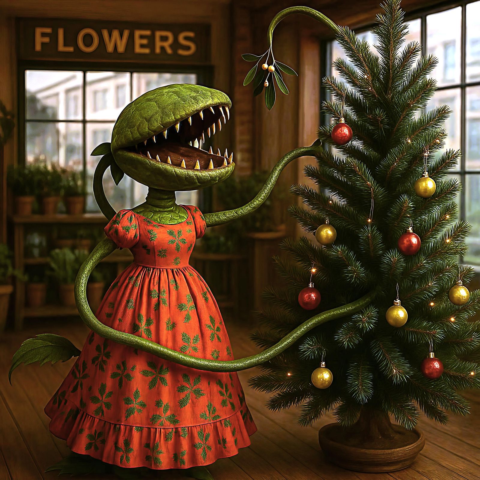 Audrey II Gets Flirty at the Little Shop Christmas Party