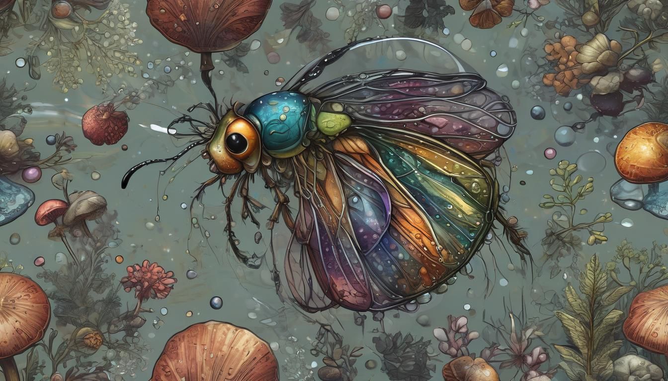 An illustration of a ((whimsical transparent glass rainbow  ...