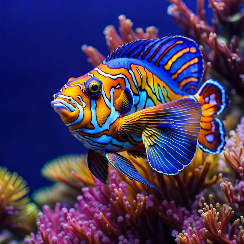 beautiful Mandarinfish, fauvism, swirling effect, Insanely D...