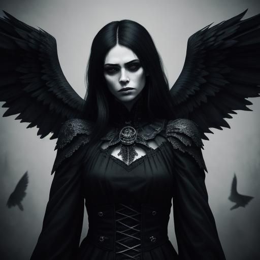 Dark Angel in Charcoal Drawing