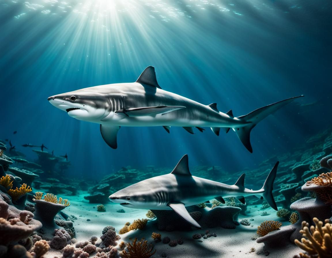 Sharks on the seabed - AI Generated Artwork - NightCafe Creator