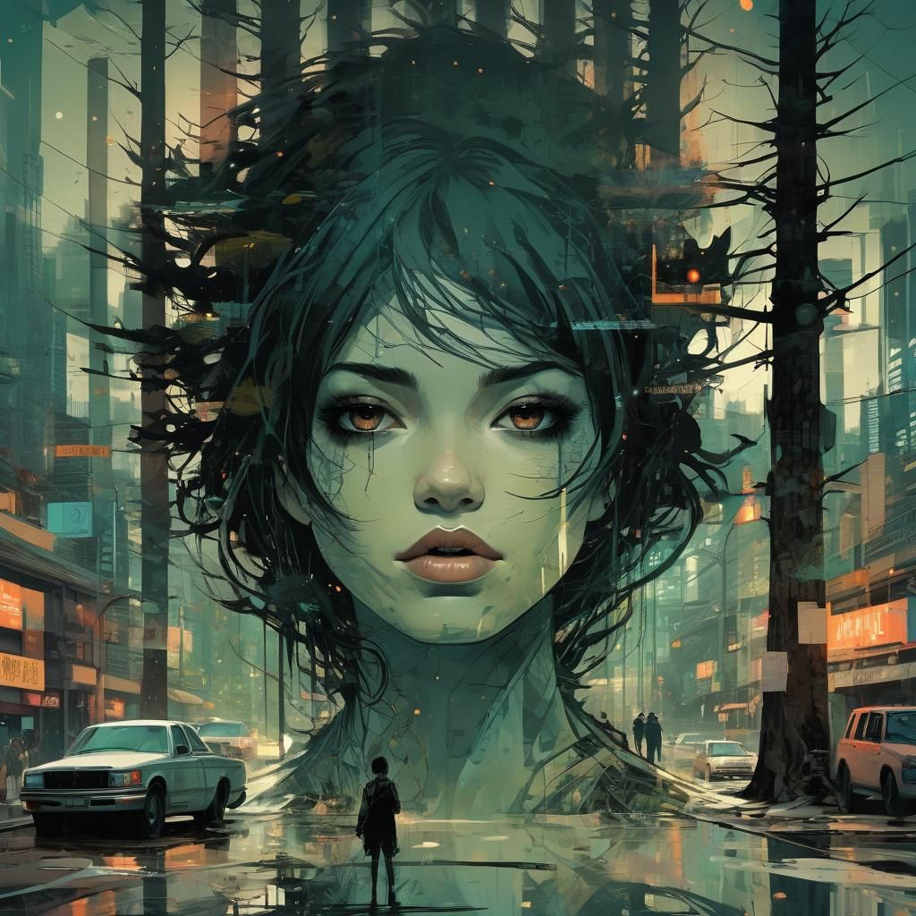 Double exposure, double exposure girl surreal #01