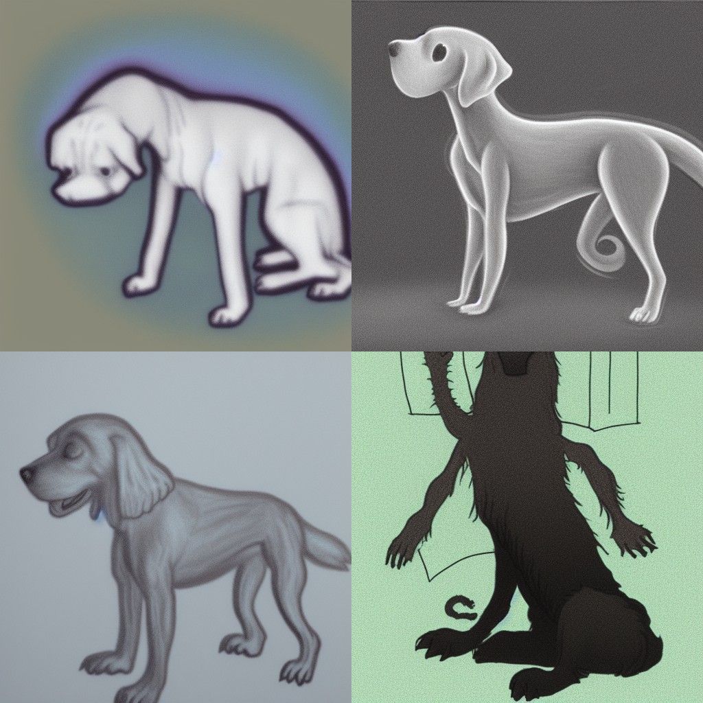 Ghost like dog with arms growing out of it's back photoreali...