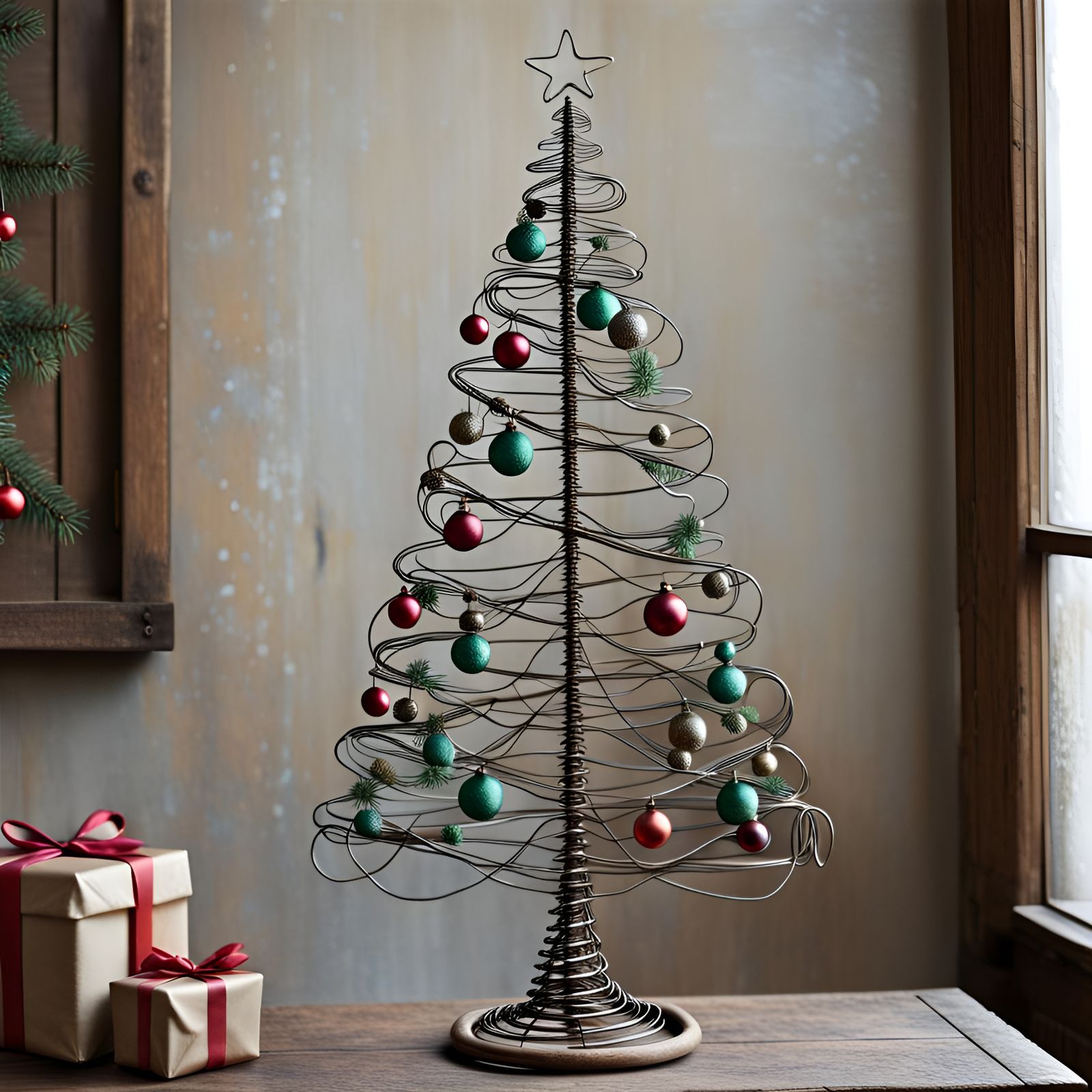 Wire Sculpture Christmas Tree Decor