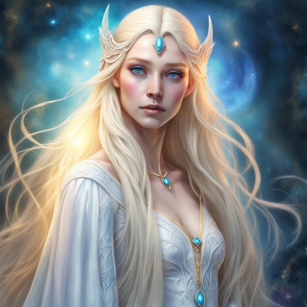 Galadriel, Elven Princess, beautiful woman, white blonde silky very ...