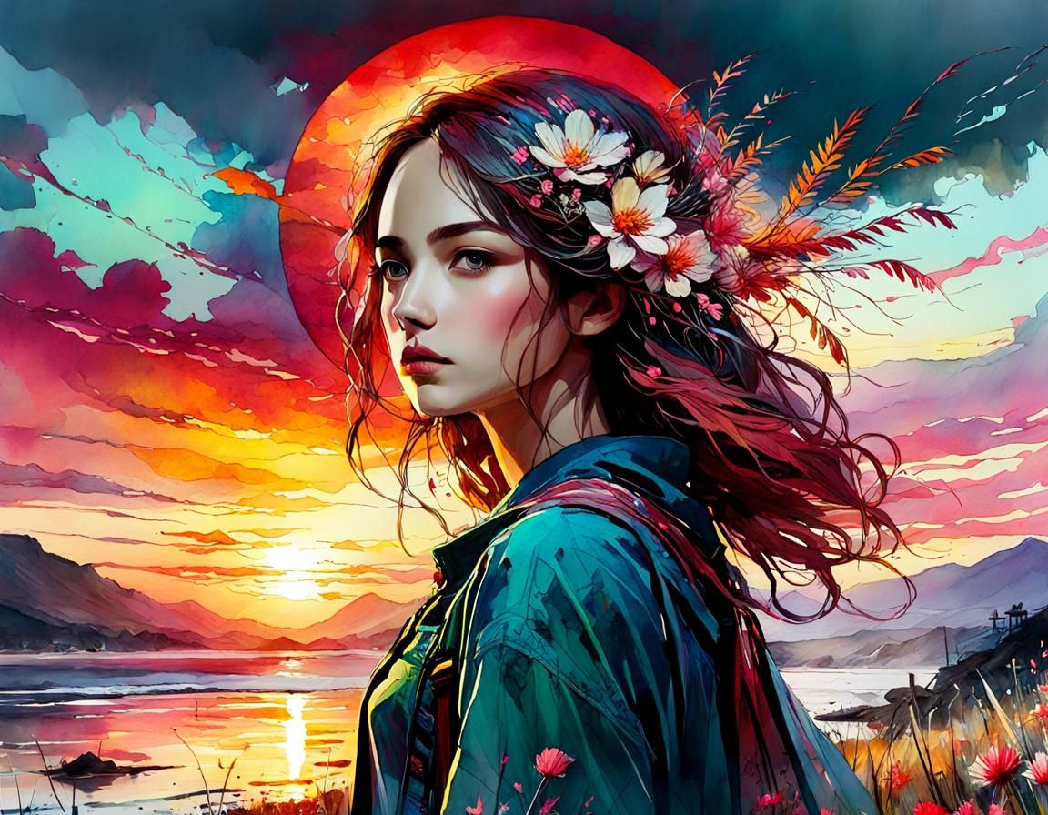 Bloodmoon Watercolor  by @Hunter