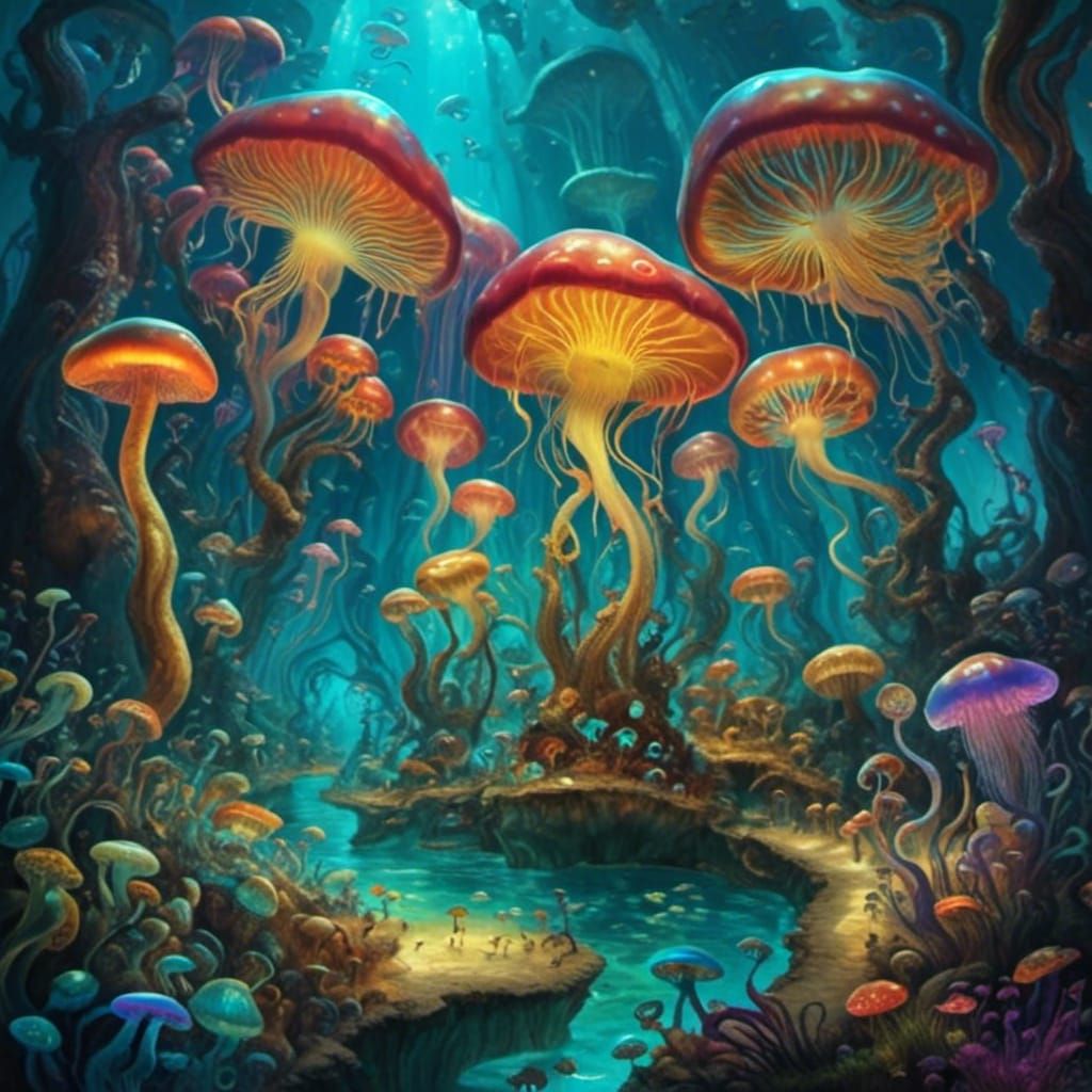 <lora:Alien Ocean:1.0> Mushroom forest 