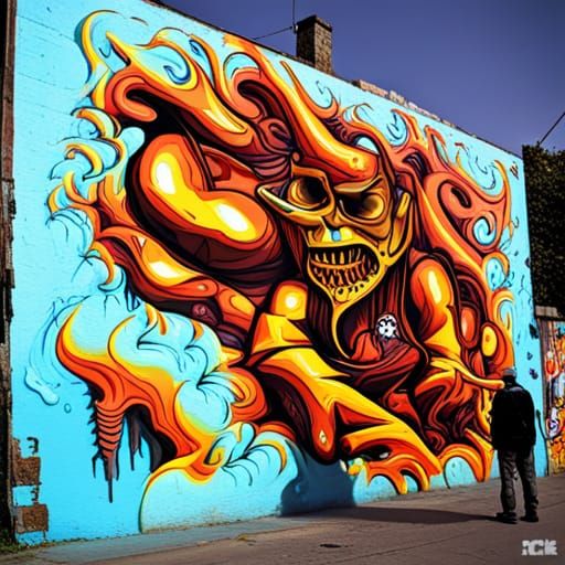 Colorful Graffiti Art of a Calculating Person