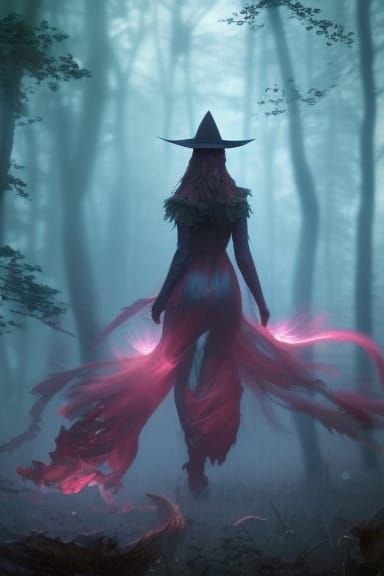 witch walking in a forest