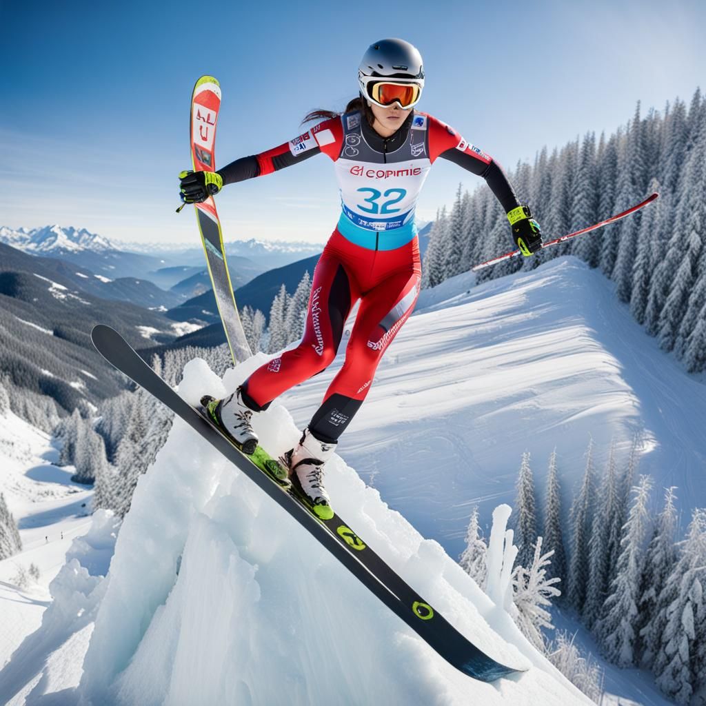 High-Altitude Ski Jumping Competition with Olympic Ice Sculp...