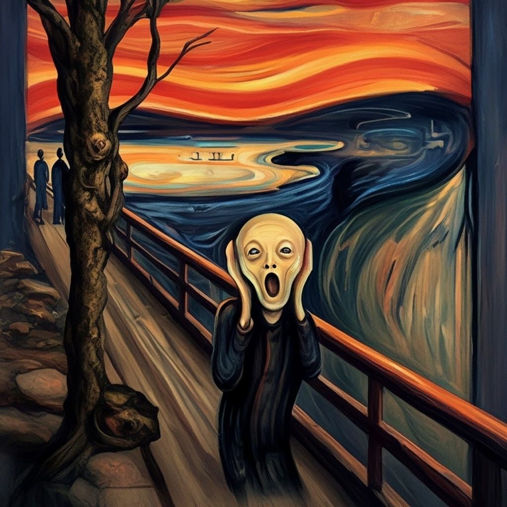 Screaming Apple Echoes Munch's The Scream in Cyberpunk Hues