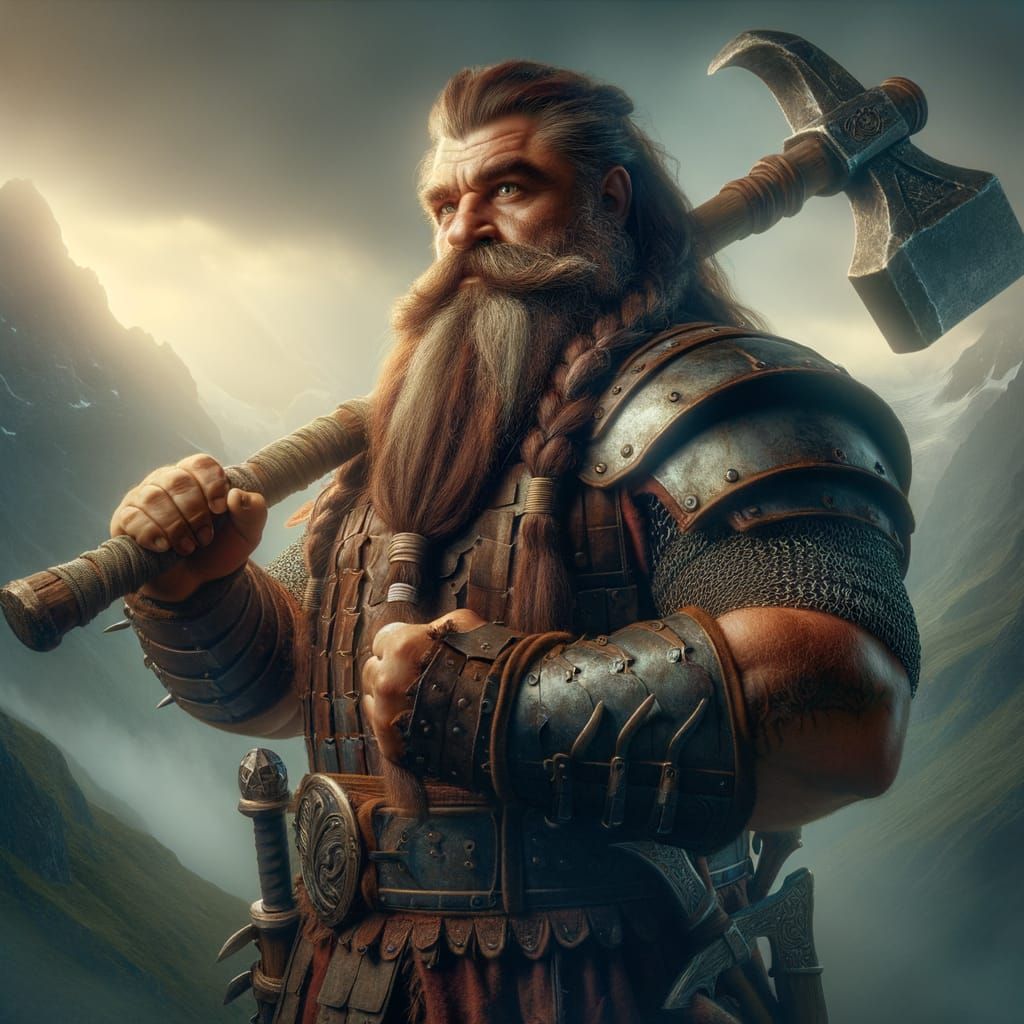 fantasy dwarf warrior resembling a character similar to Gimli from "The Lord of the Rings." This dwarf ...  by @Pierre Künicke