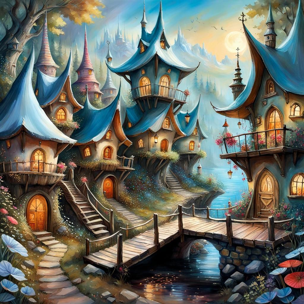 Fantastical Fairy Village in Romantic Style