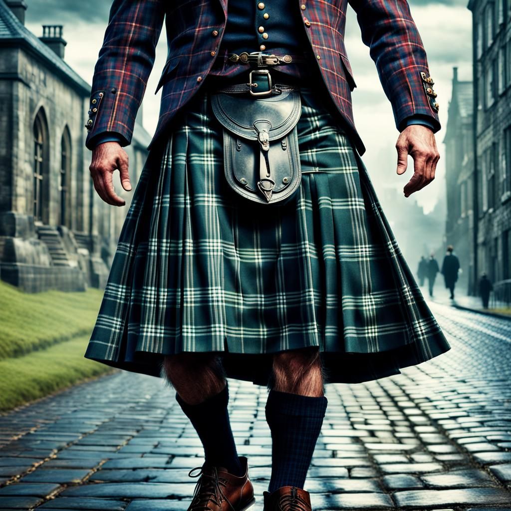 A man wearing a Plaid Pattern kilt.   by @Suz