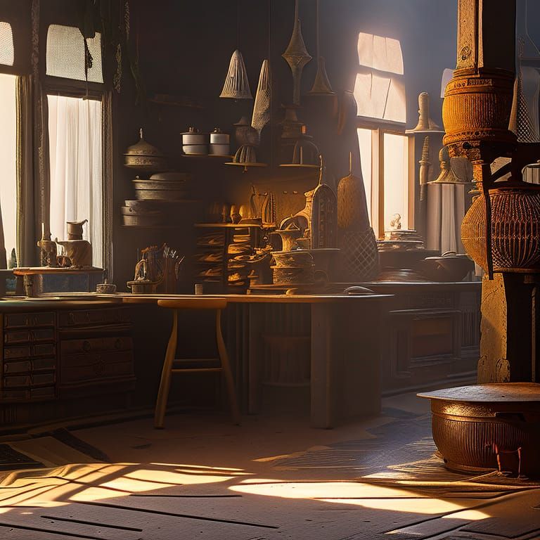 Boy's Ghost In Kitchen detailed matte painting, deep color, ...