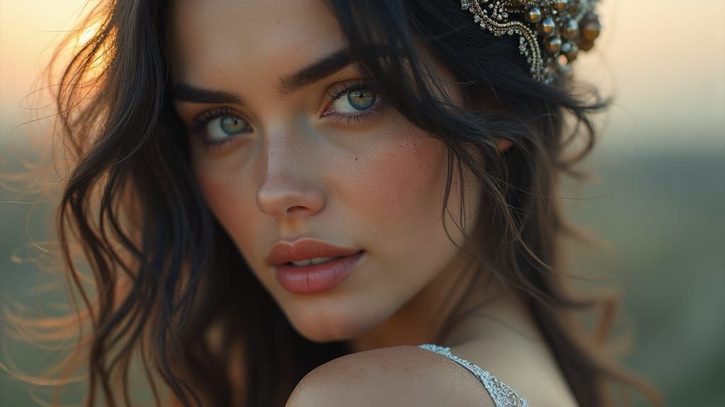  primal forces of nature , depicted as a stunningly beautiful woman, embodying the ideal of feminine beauty 