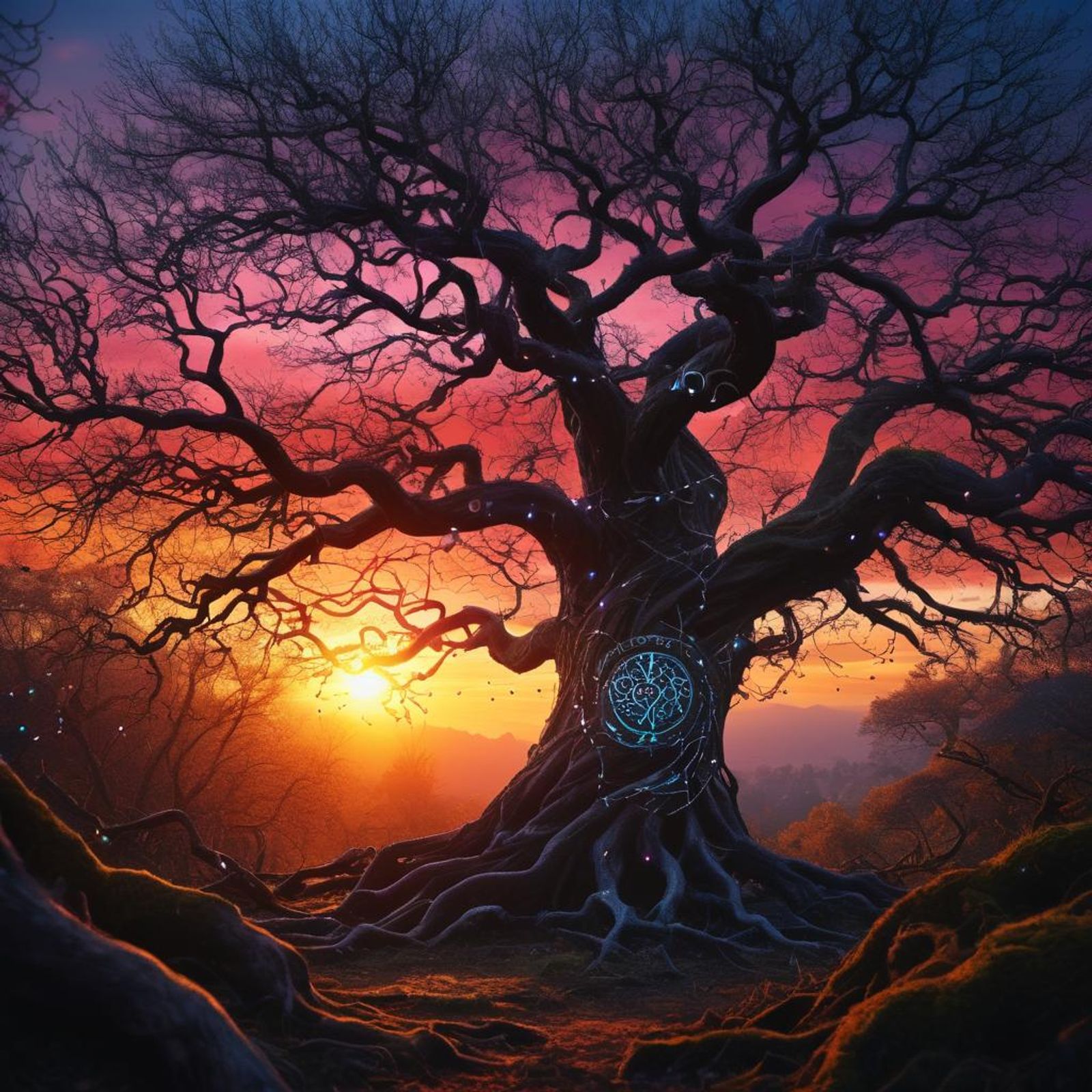 Fantasy Landscapes - Sundown at the Tree of Life - AI Generated Artwork ...