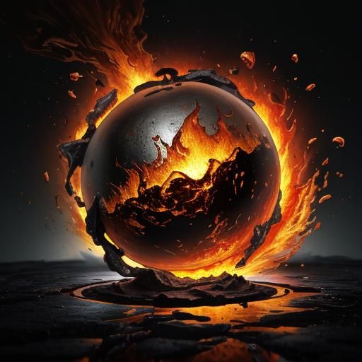 Fiery Heartbreak: 3D Digital Art Explosion