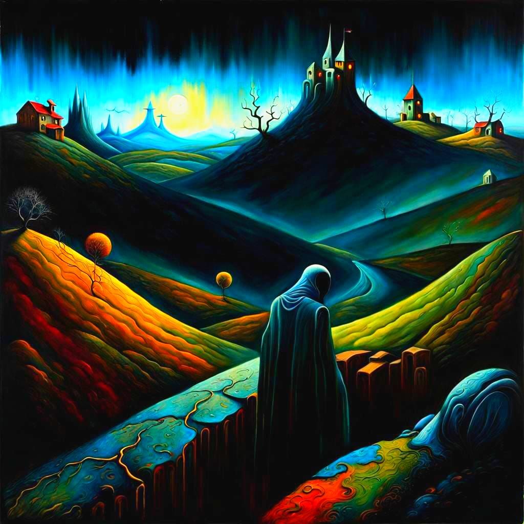 Surrealistic Ghost Townscape in High Contrast