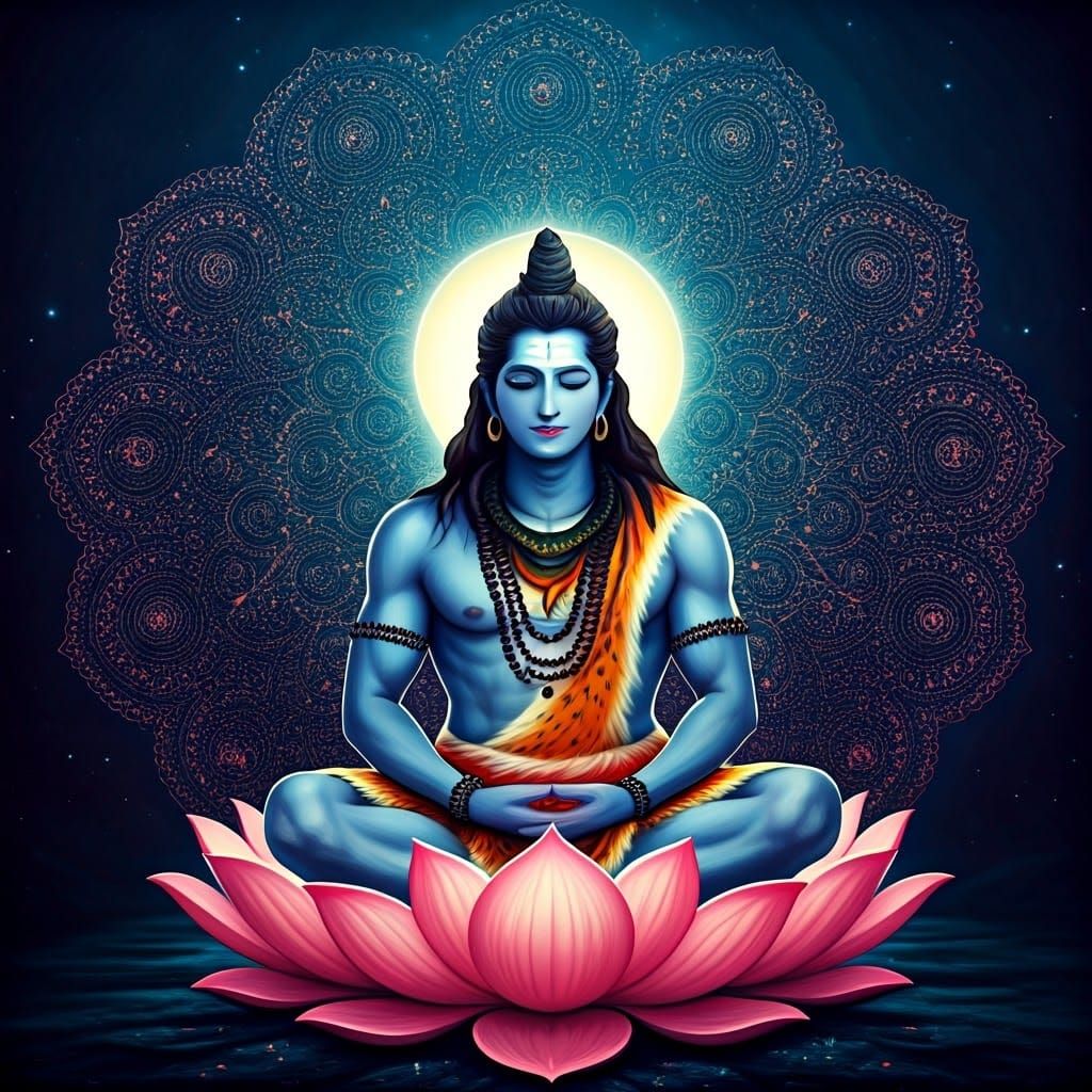 Serene Lord Shiva in Majestic Lotus Pose