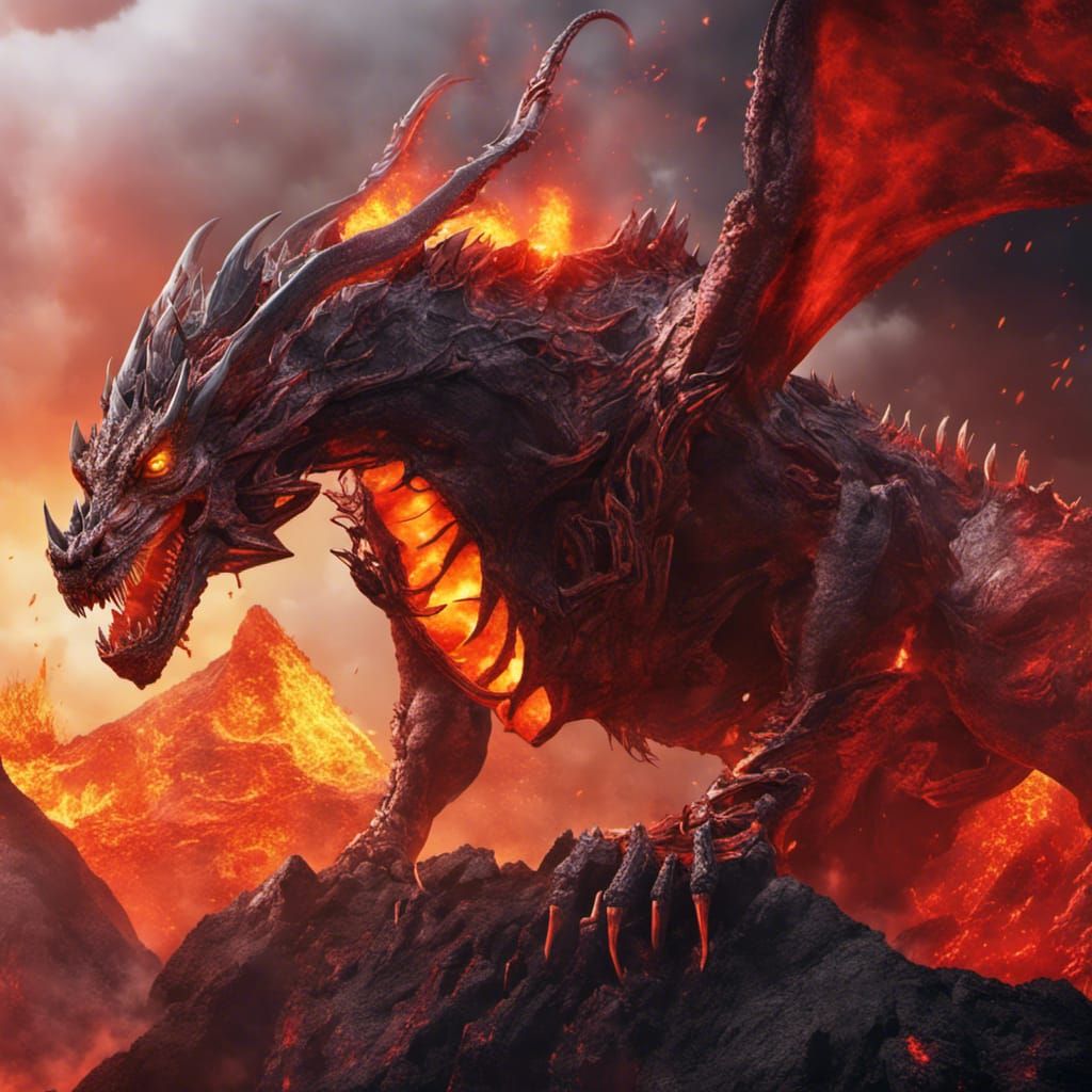 Dragon in a volcano - AI Generated Artwork - NightCafe Creator