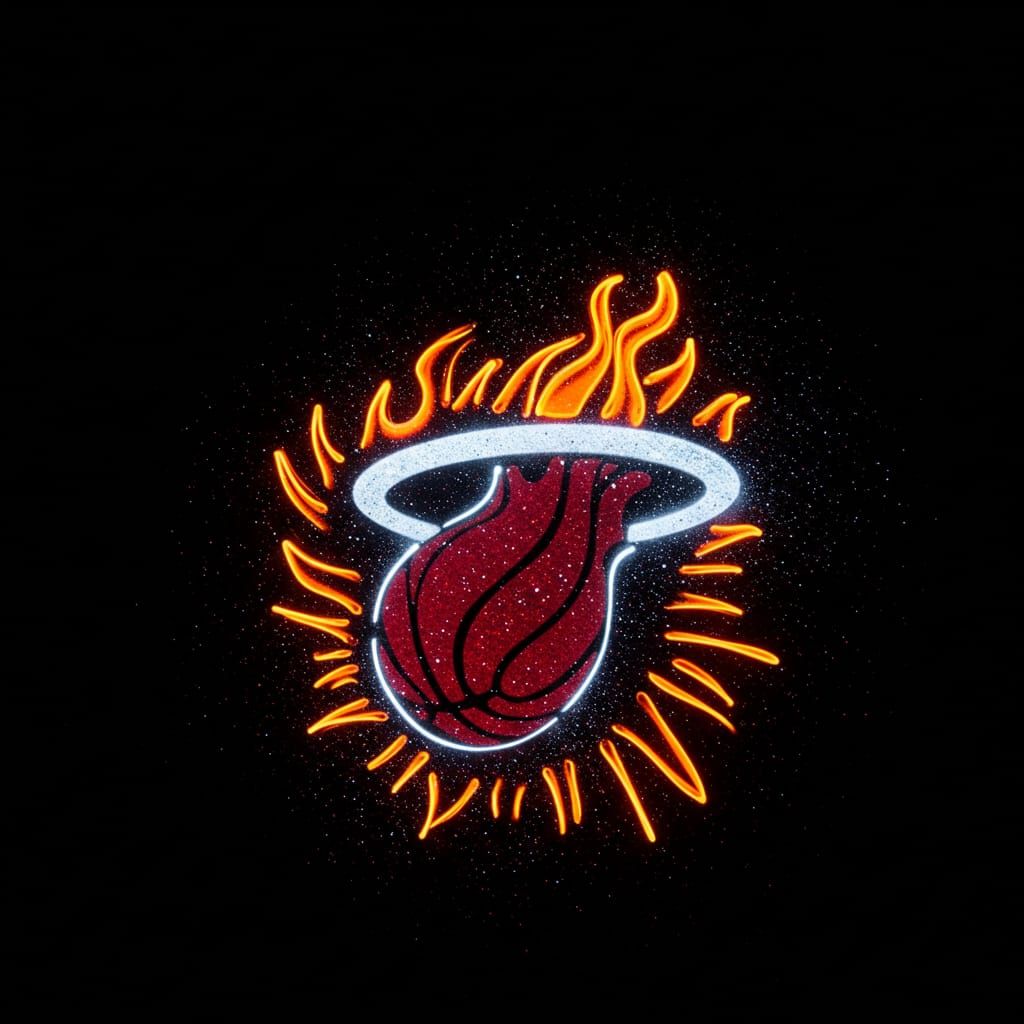 MIAMI HEAT NBA LOGO CUSTOM BASKETBALL ART