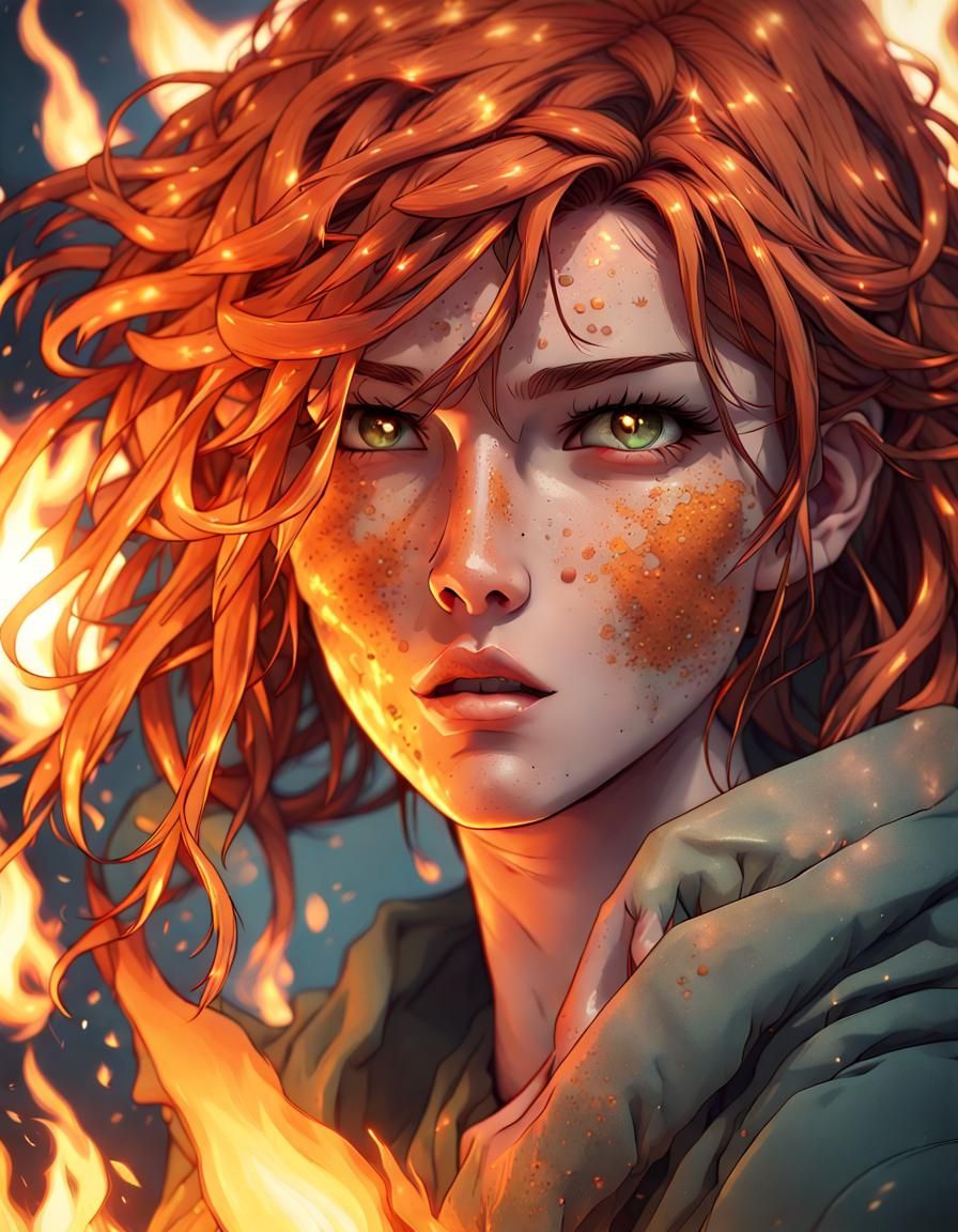 Girl and flames - AI Generated Artwork - NightCafe Creator