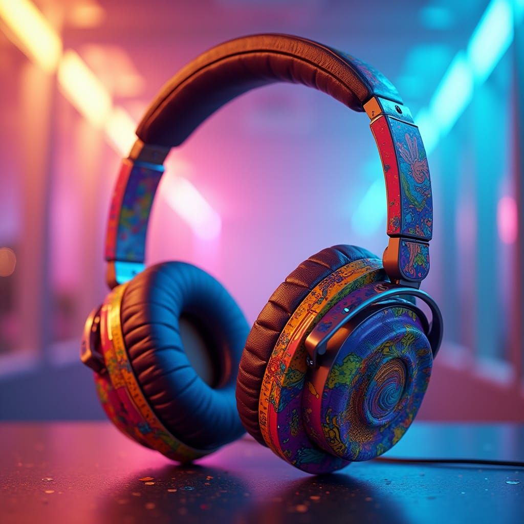 Glowing, Oversized Headphones in Neon Hues