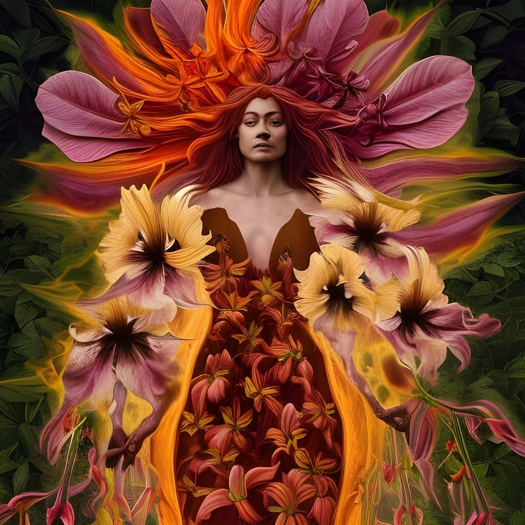 Gloriosa Superba Flower in Holographic Style