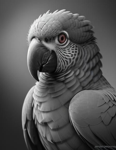 African Gray parrot, 8k resolution concept art portret