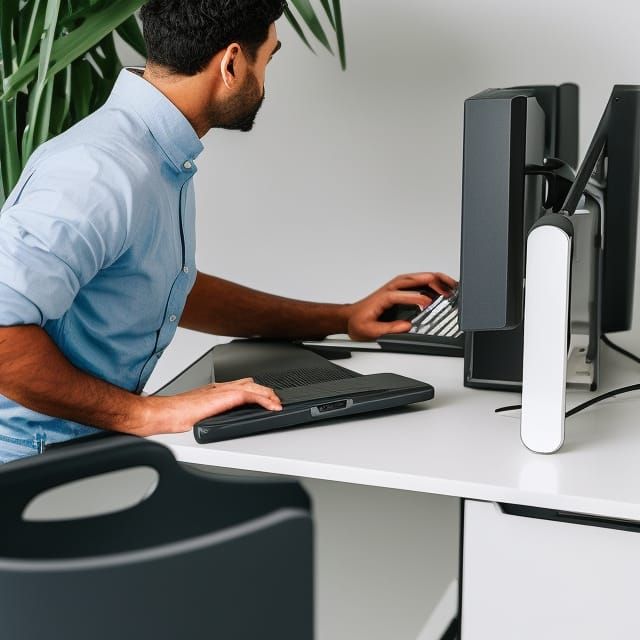 Man at Desk Chained to Radiator