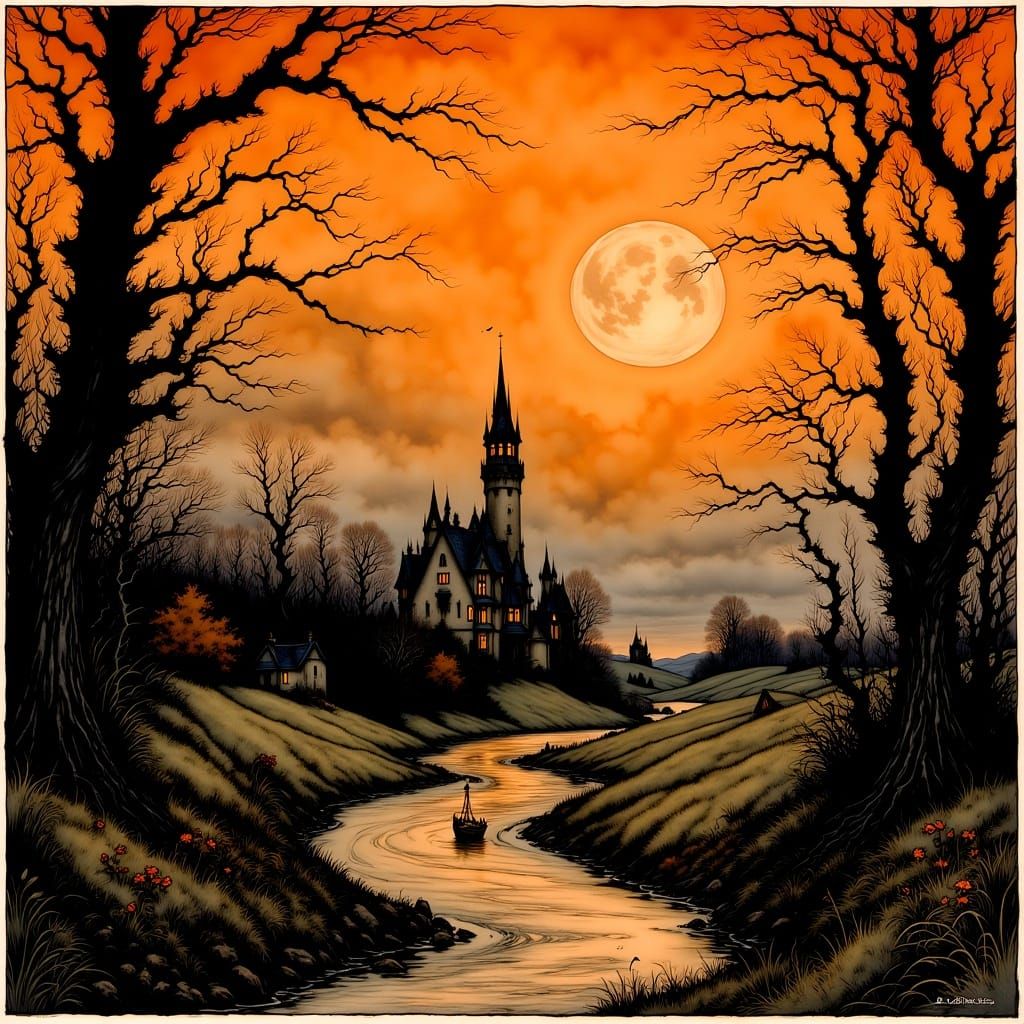 <lora:RackhamBurton1F:1.0> A beautiful spooky landscape scen...