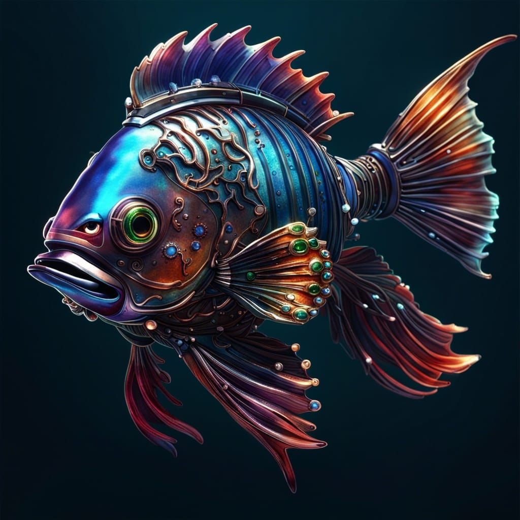 Mechanical robot beta fish  by @toomanynates