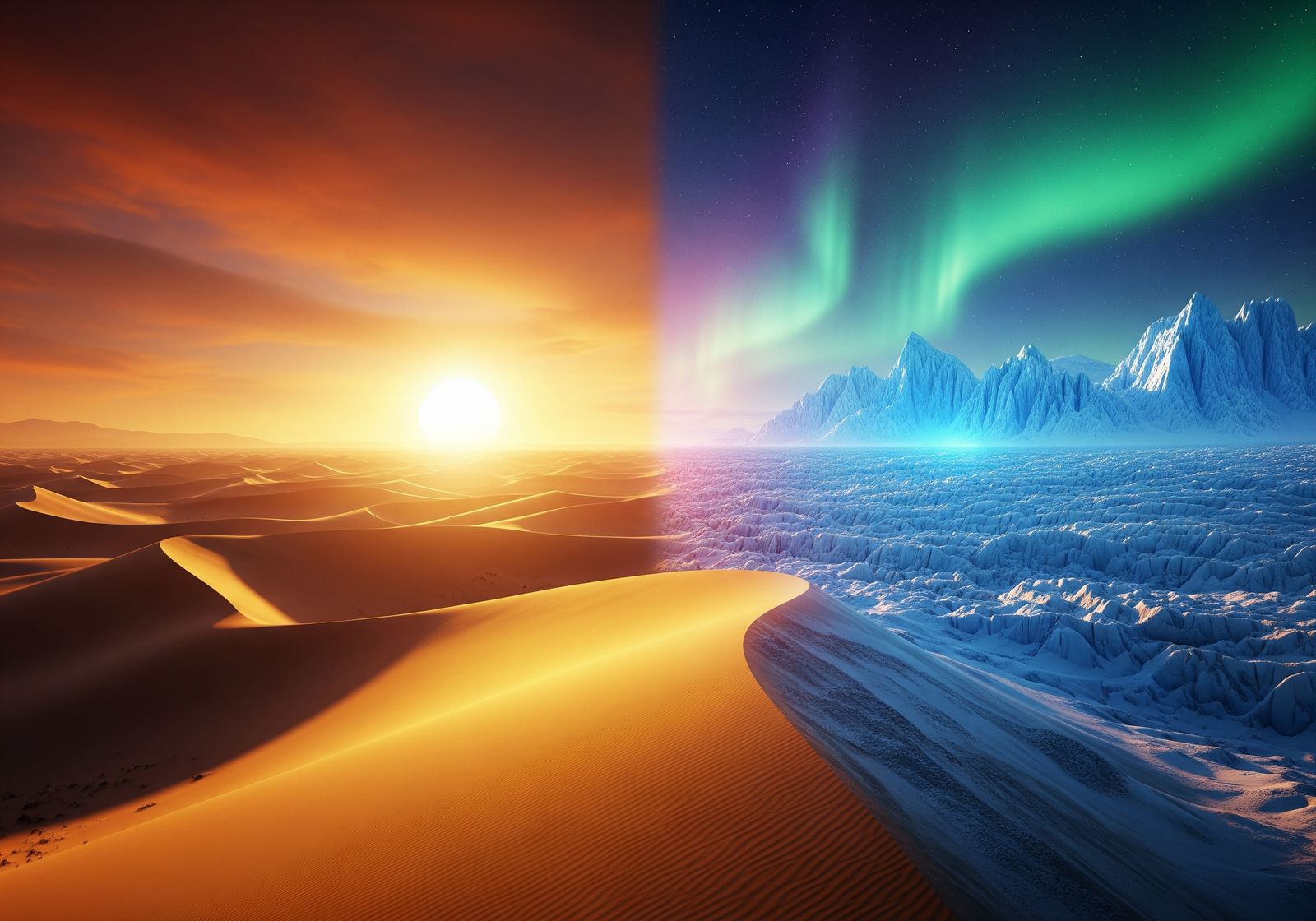 Solar Desert vs Frozen Glacier