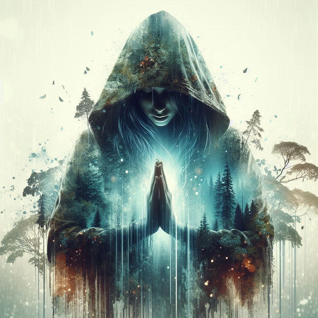 double exposure beautiful fantasy DALL-E 3 portrait landscap...