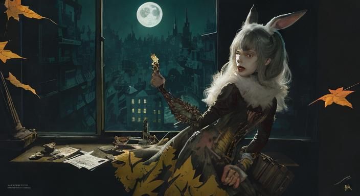 bunny anthro character, intricate hyperdetailed matte painti...