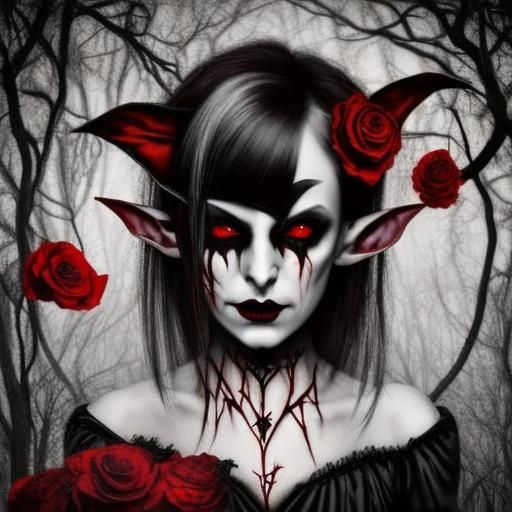 Dark Elf in Red Roses - 10