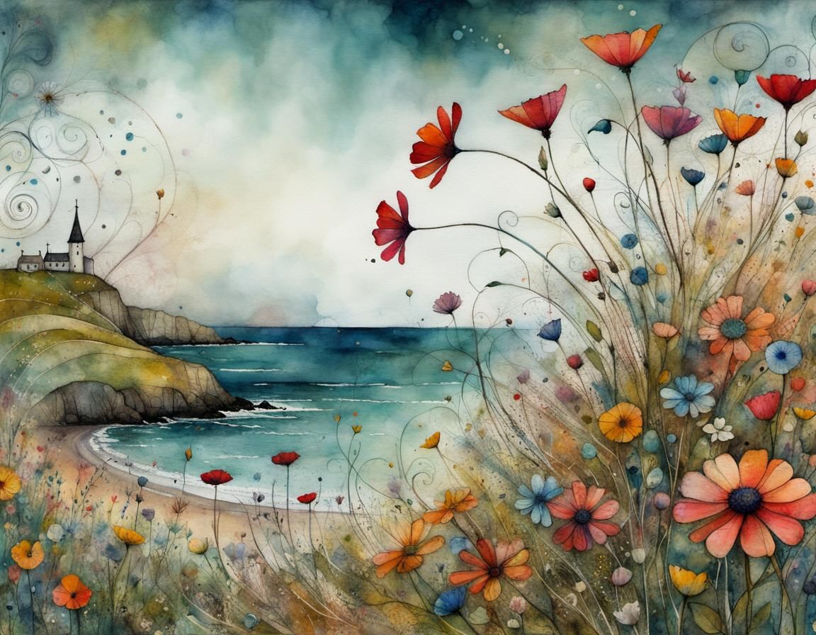 wildflower superbloom overlooking the seaside  by @Amy 