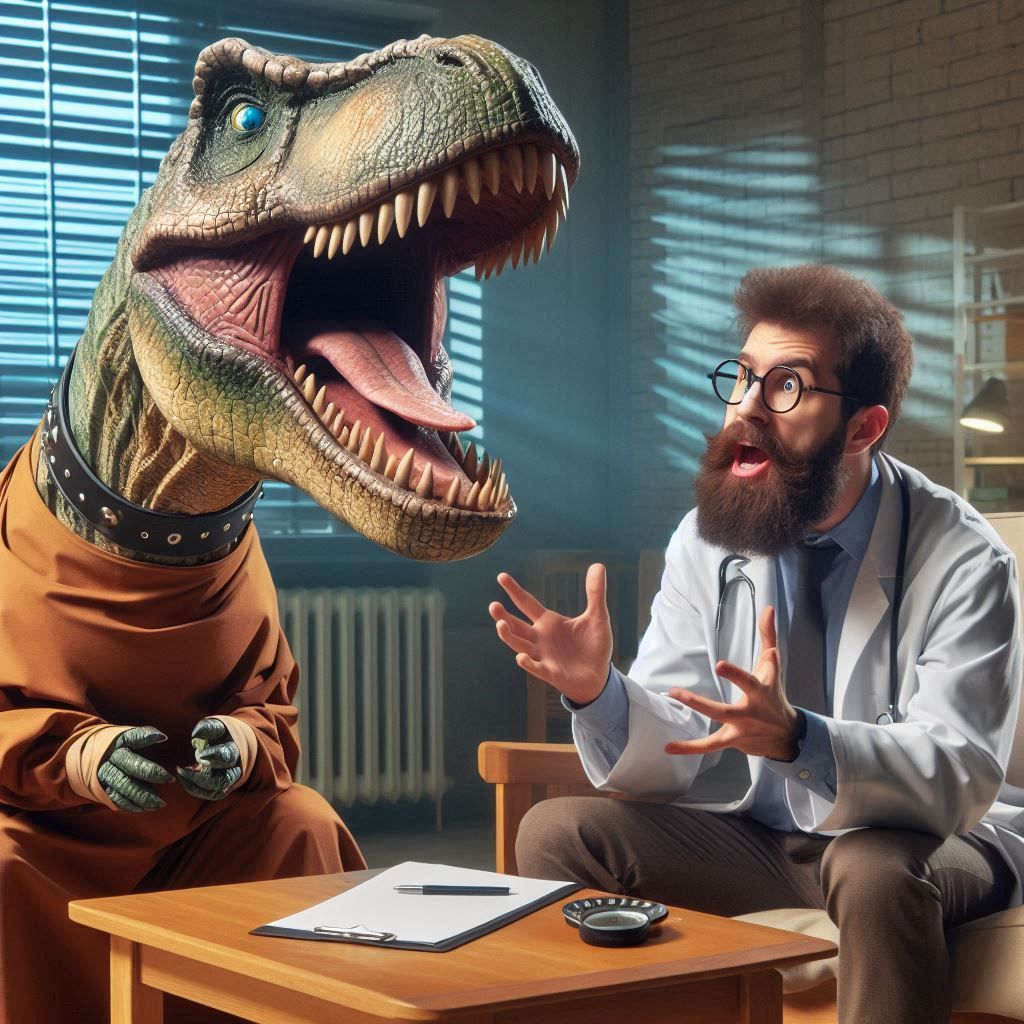 "Zo Mister Rex, vy do you zhink you are 'armless?"