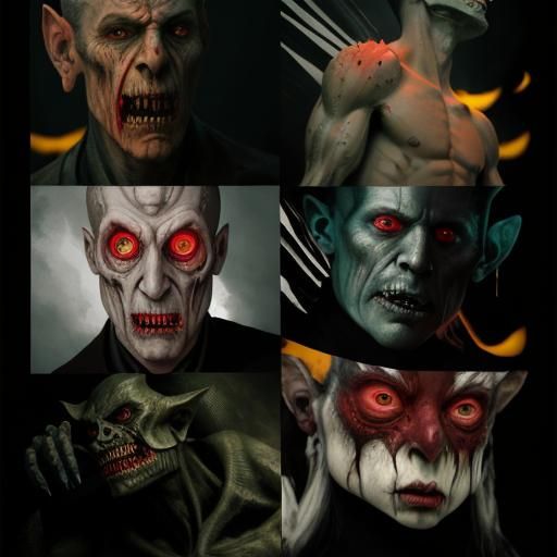 Dark, cinematic film still. Closeup view, front. A truly terrifying undead alien monstrosity monster inspired by John carpenter’s the thing...