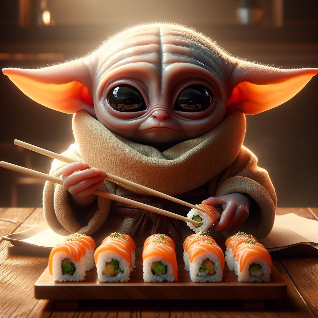 "Grogu tries Sushi!"