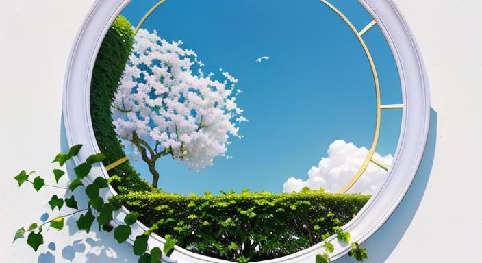 A ROUND IVY FRAME, ENTWINED WITH JASMINE, WITH A LARGE BEAUT...