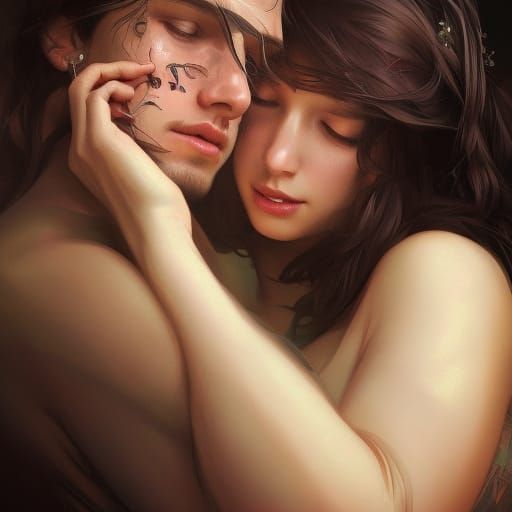 couple kiss and hug with love