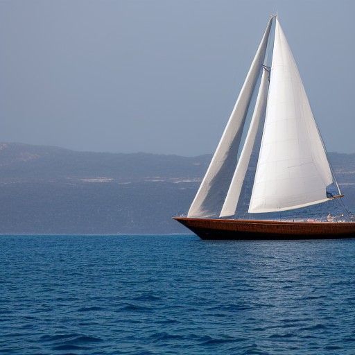 sailing yacht at the midle of ocean tilted to the right site...