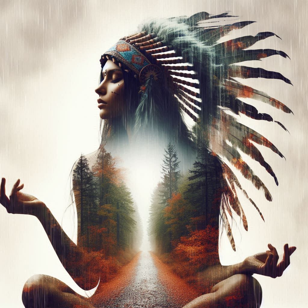 double exposure beautiful fantasy DALL-E 3 portrait landscape..