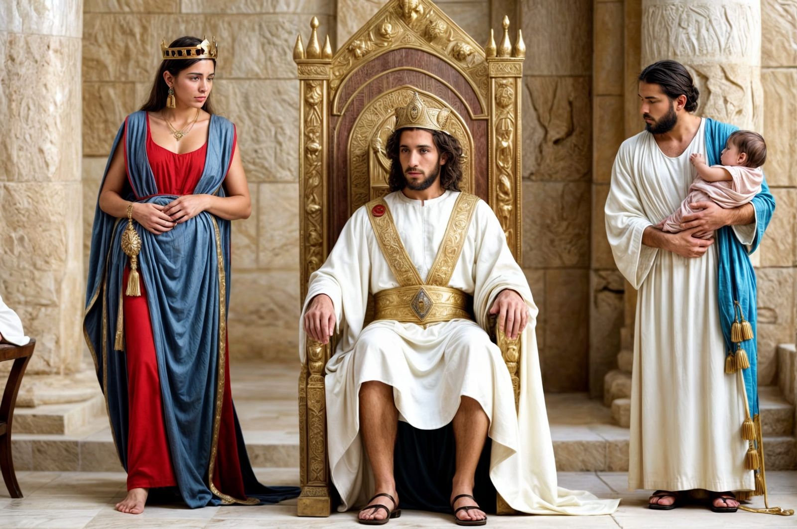 Bathsheba, David, baby Solomon and Nathan