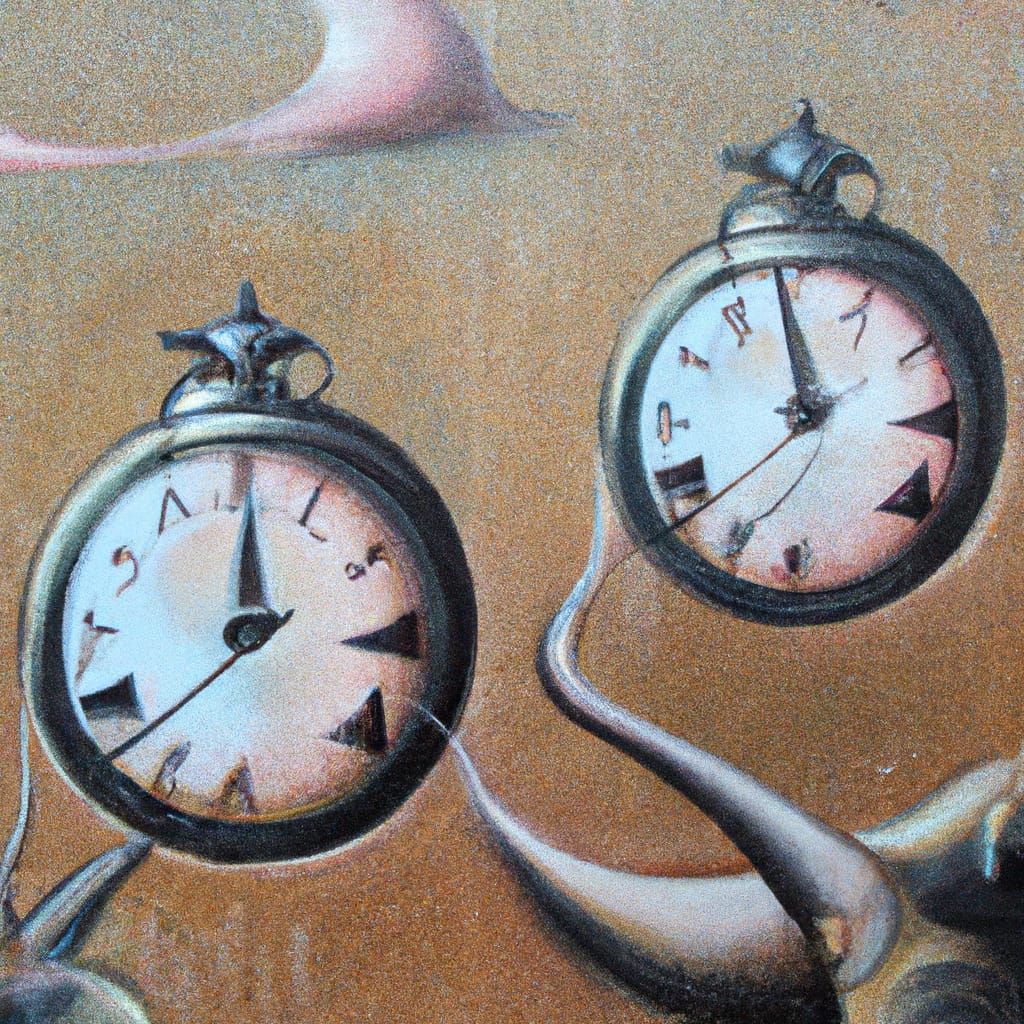 Clocks go and noses run, surrealism Salvador Dali matte back...