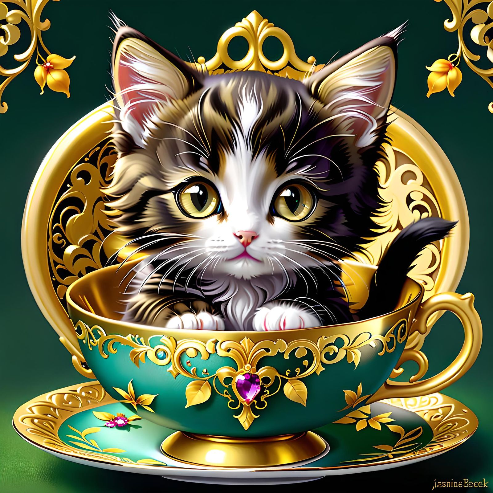 The Cutest Kitten Sitting in the Teacup