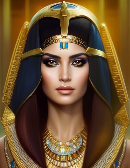 beautiful Cleopatra queen of the desert , agient egypt , realistic face ...