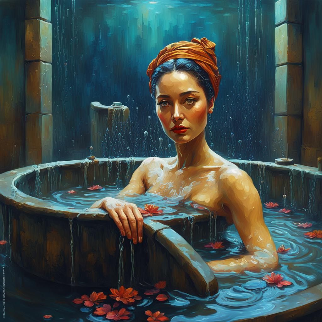 Bathing Girl in Classical Surrealist Oil Painting